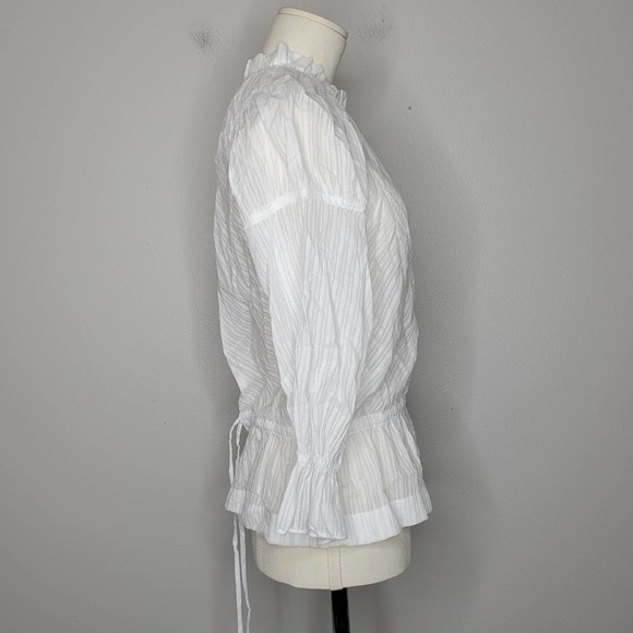 Derek Lam 10 Crosby Long Bell-Sleeve‎ Striped Cotton Blouse Size XS - Picture 7 of 11